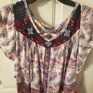 ABSOLUTELY Famous R/W/B paisley print shirt